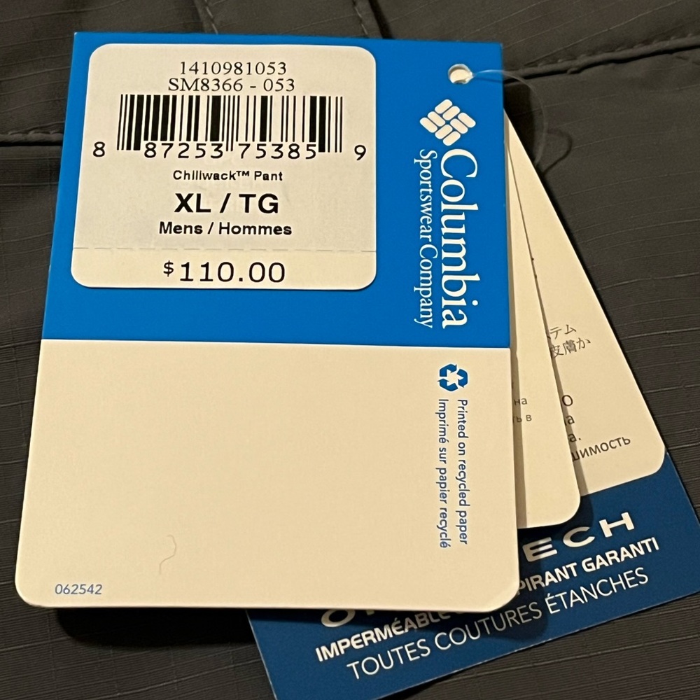 MENS COLUMBIA CHILLWICK SNOWPANT. XL. GRAPHITE. - Picture 2 of 7